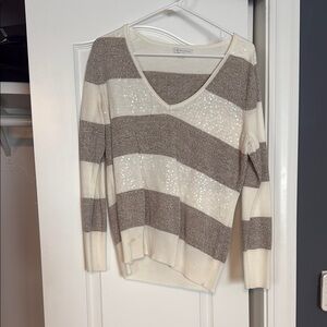 Women's Striped V-Neck Sweater